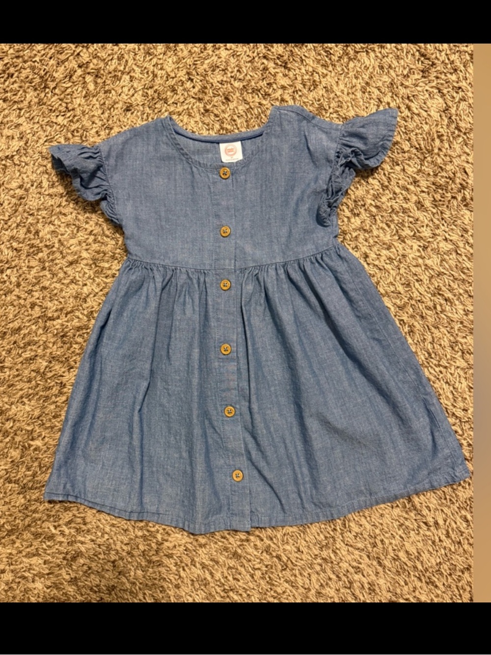 Wonder Nation Toddler Girl Cotton Dress with Flutter Sleeves